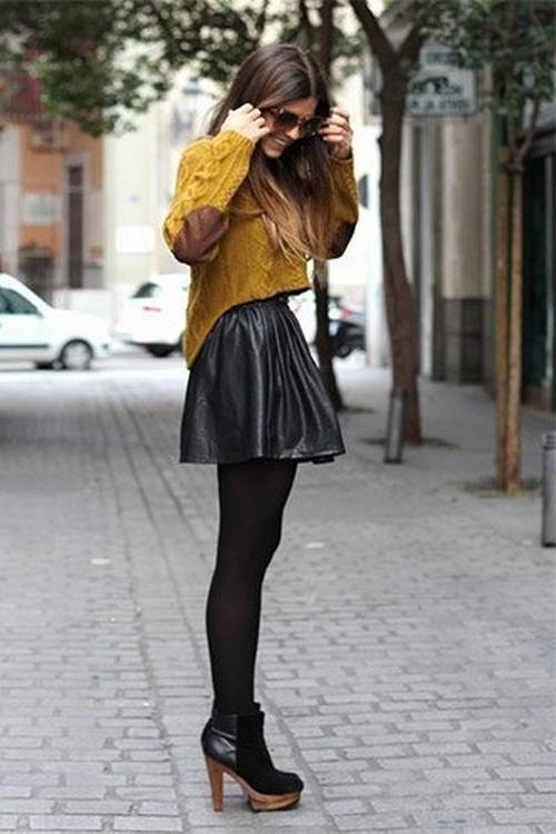 C чем носить кожаную юбку: карандаш, трапецию, миди, черную, коричневую