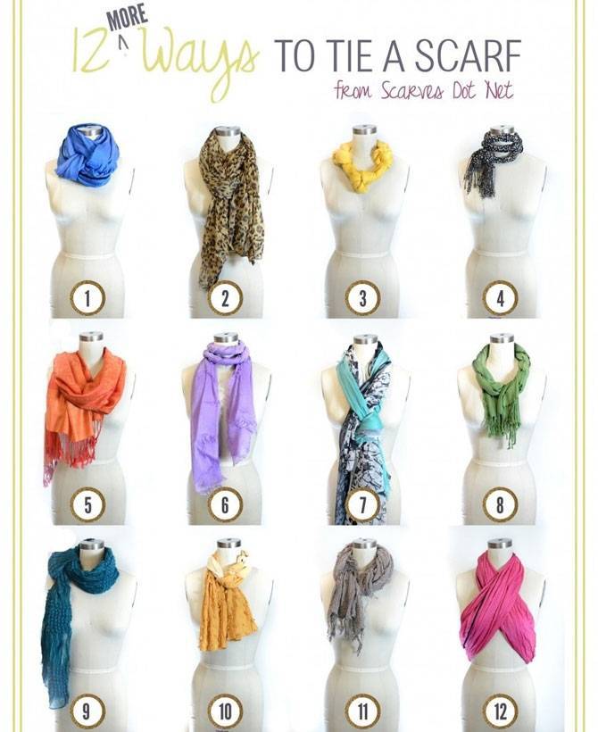 Интересные способы завязывания шарфов и платков на шее