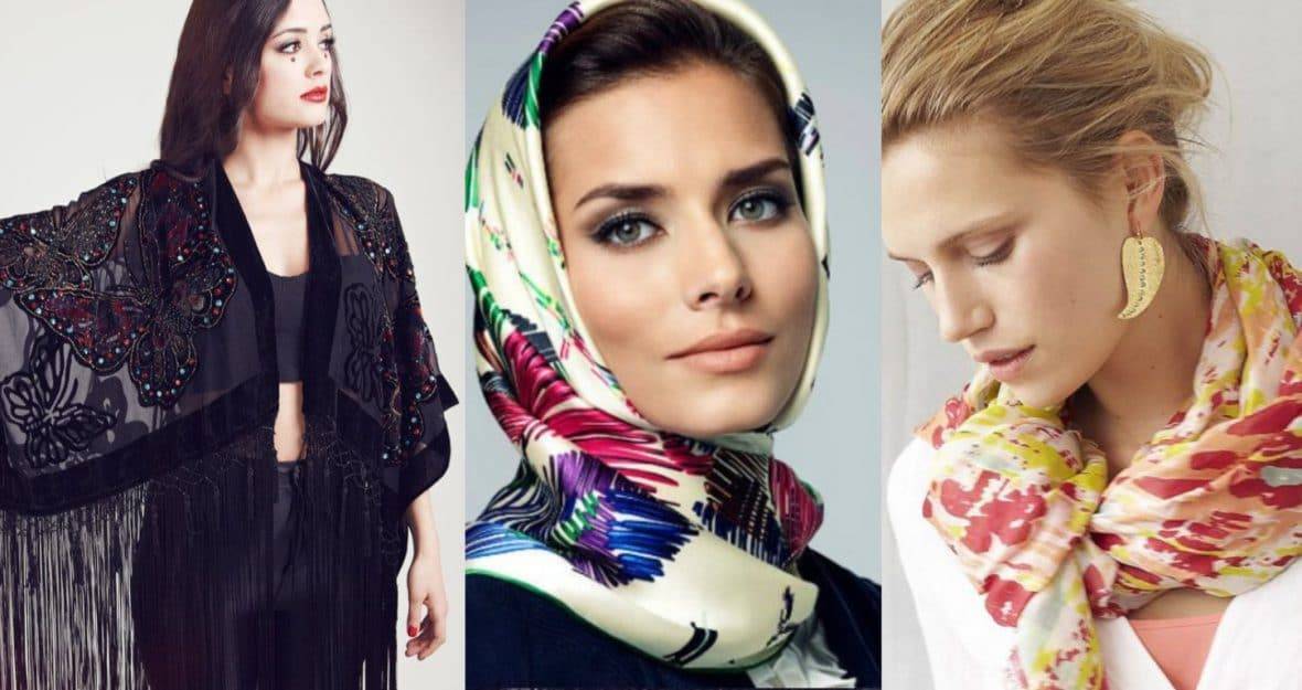 Платки 2021: модные женские на голову и шею палантины и платки, тенденции, цветовые варианты