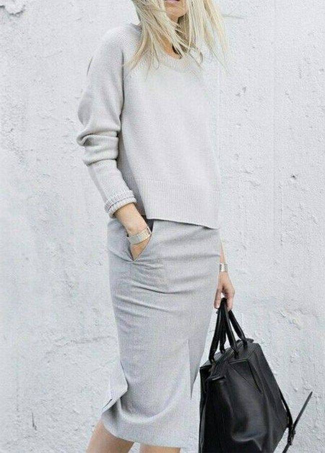 Белая юбка-карандаш — с чем носить — фото 2021