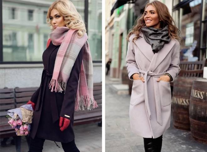 Как модно носить шарф и платок с пальто в 2020 году