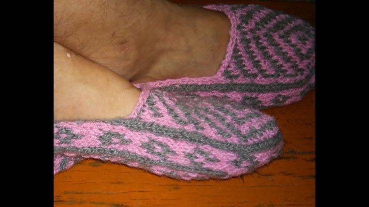 Вяжем спицами носки-тапочки для всей семьи по схеме с описанием