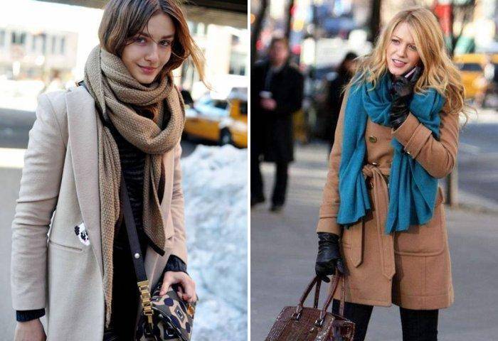 Как красиво завязать шарф (платок) на шее под пальто фото