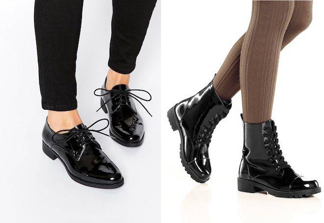 С чем носить женские ботинки на шнуровке без каблука (фото