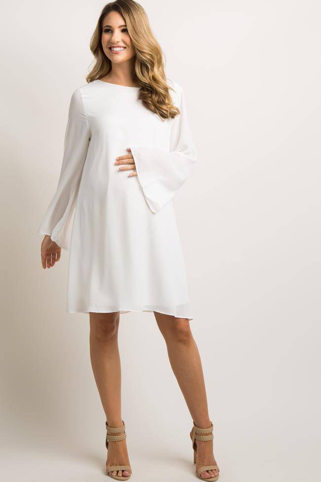 Стильное белое платье для беременных