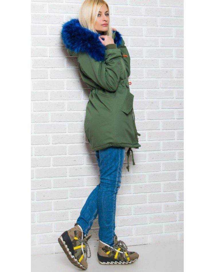 Парки с синим мехом: подборка новинок в женских образах осень-зима