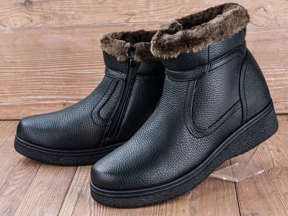Зимние кожаные мужские ботинки
