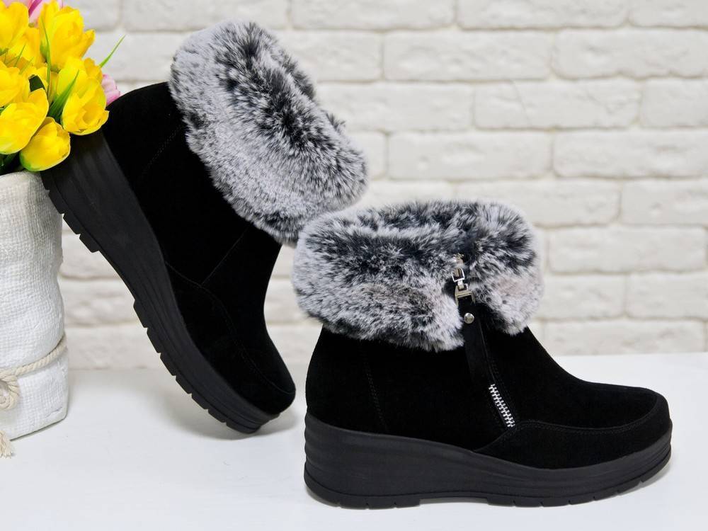 Зимние женские замшевые ботинки (76 фото) — замша с меховой опушкой на зиму, с натуральным мехом и с чем носить