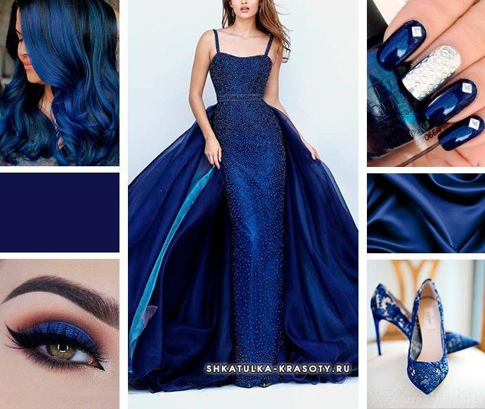 Какой макияж подойдет под синее платье? идеи с фото