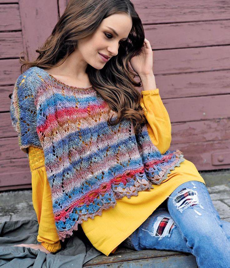 Кофты-пуловеры из разноцветных ниток, мохера, трикотажа - jellja