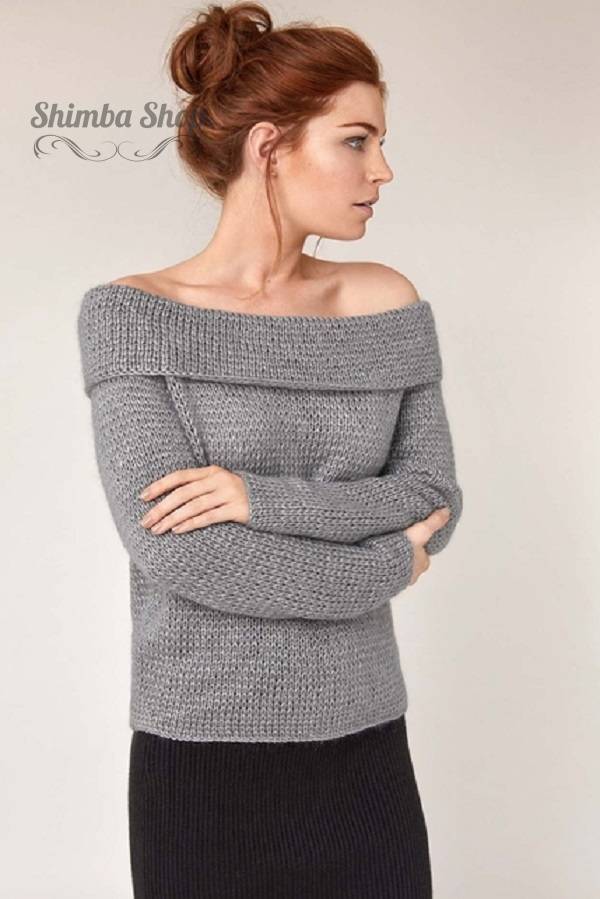 Вязаный свитер с открытыми плечами: особенности выбора и вязки своими руками