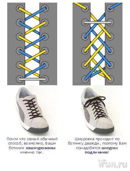 Как зашнуровать туфли красиво - варианты шнуровок с схемами