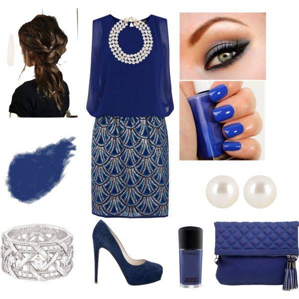 Маникюр под синее платье, особенности, правила и варианты сочетания