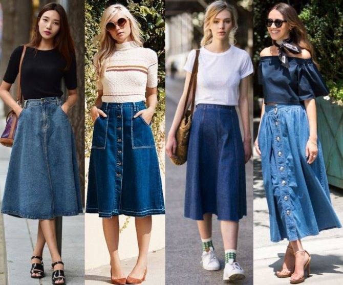 Джинсовая юбка с чем носить в 2021, 40 модных образов