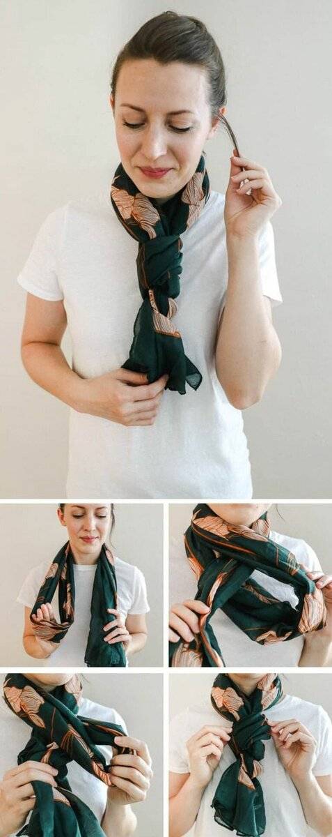 Как красиво завязать шарф на шее поверх куртки