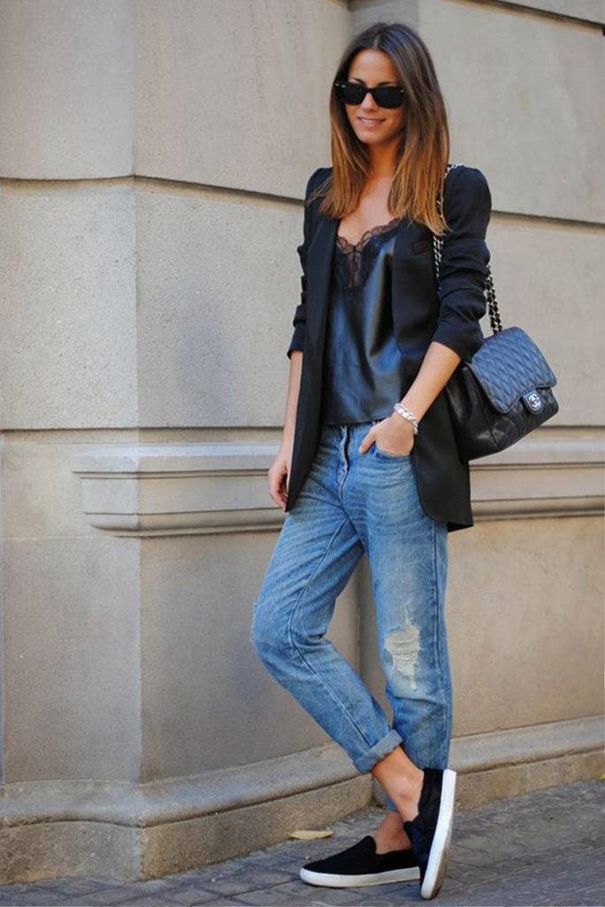 Как носить женский пиджак с джинсами? модные образы – 50 фото