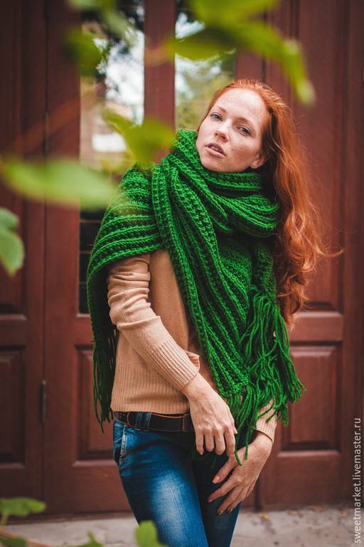 Зеленый шарф (30 фото) — чем носить темно-зеленый шарф