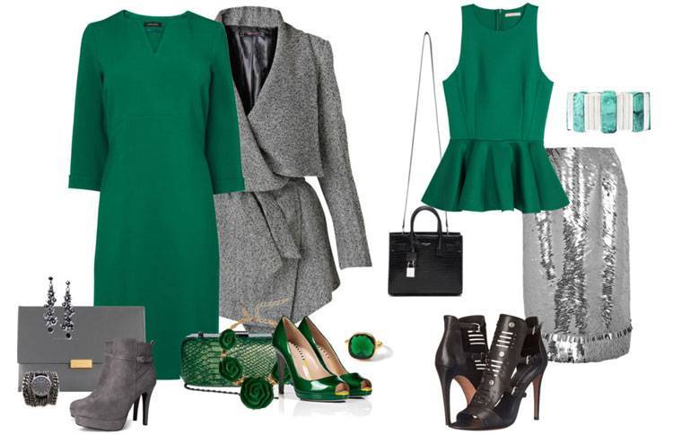 Сочетание серого и зеленого в одежде
