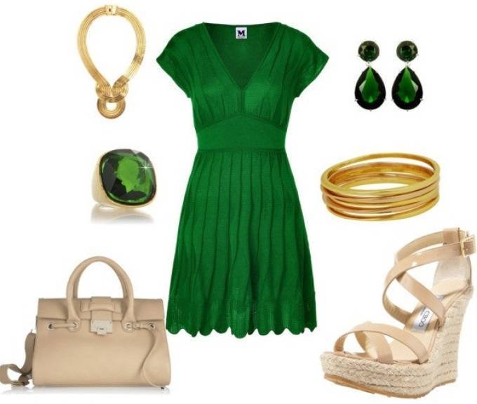 С чем носить зеленое платье?
