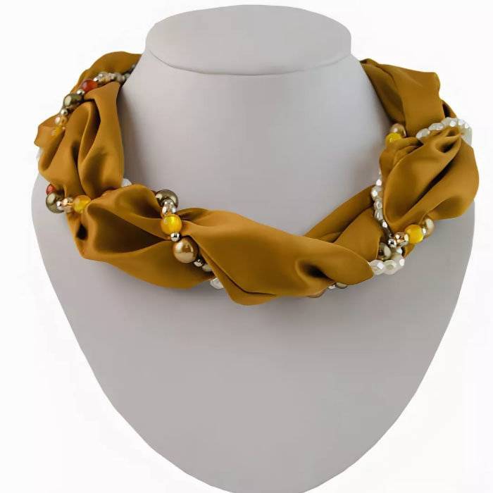 Шарфы с ожерельем женские купить в интернет магазине — с бусами, с бижутерией шейные платки от fauzer