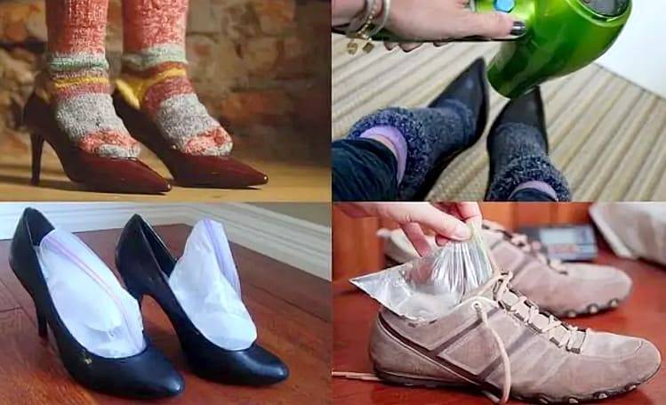 Можно растянуть обувь домашних. Обувь из подручных материалов. Тесная обувь. Разношенный ботинок. Расширение обуви.