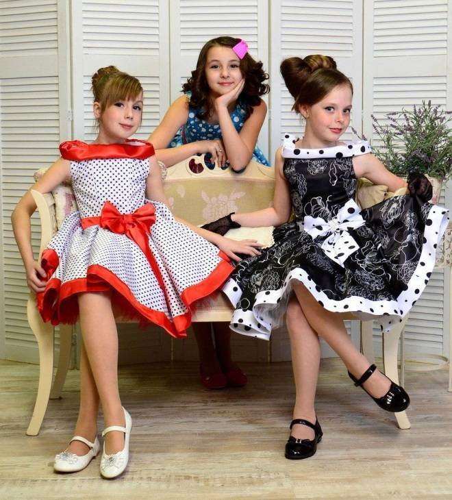 Стиляги дети: ретро образ платьев и костюмов для девочек