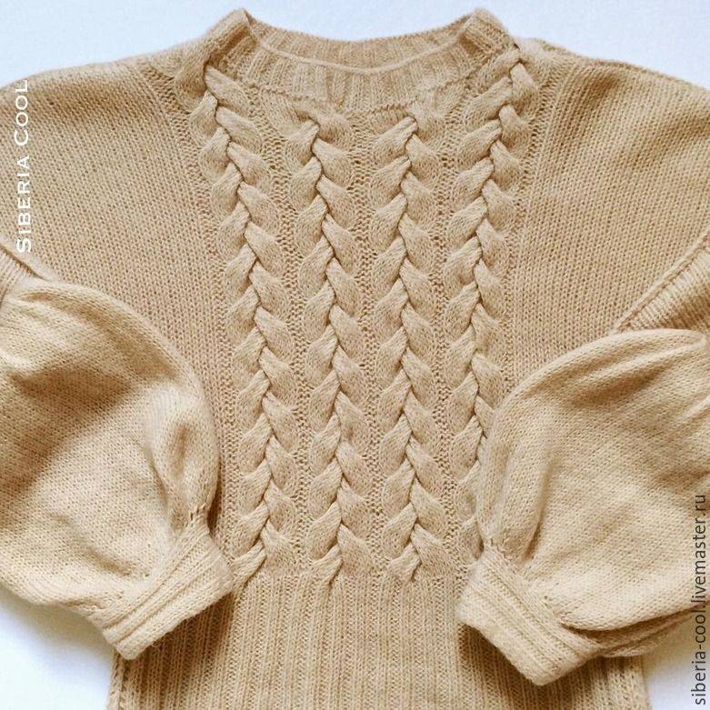 Пуловер с ажурным узором с косами антика спицами – схема с описанием