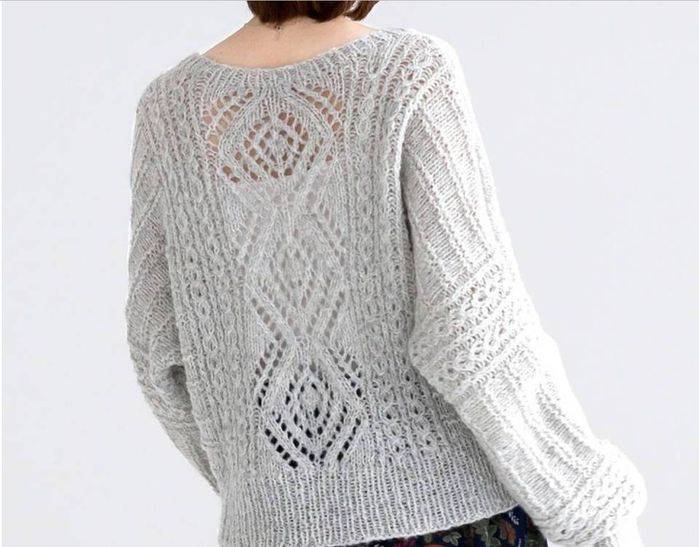 Пуловер с ажурными рукавами по мотивам " bloomsbury"