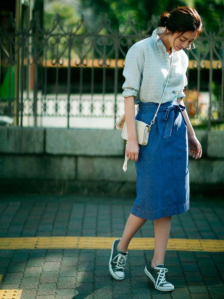 Джинсовая юбка карандаш - с чем носить, фото - шкатулка красоты