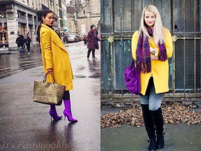 Желтое пальто: какой шарф подойдет, с чем носить, фото