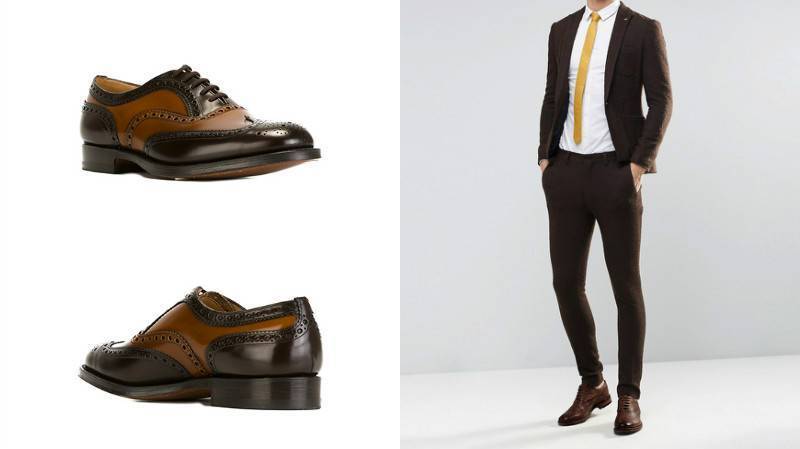 Как носить черные брюки с коричневой обувью?