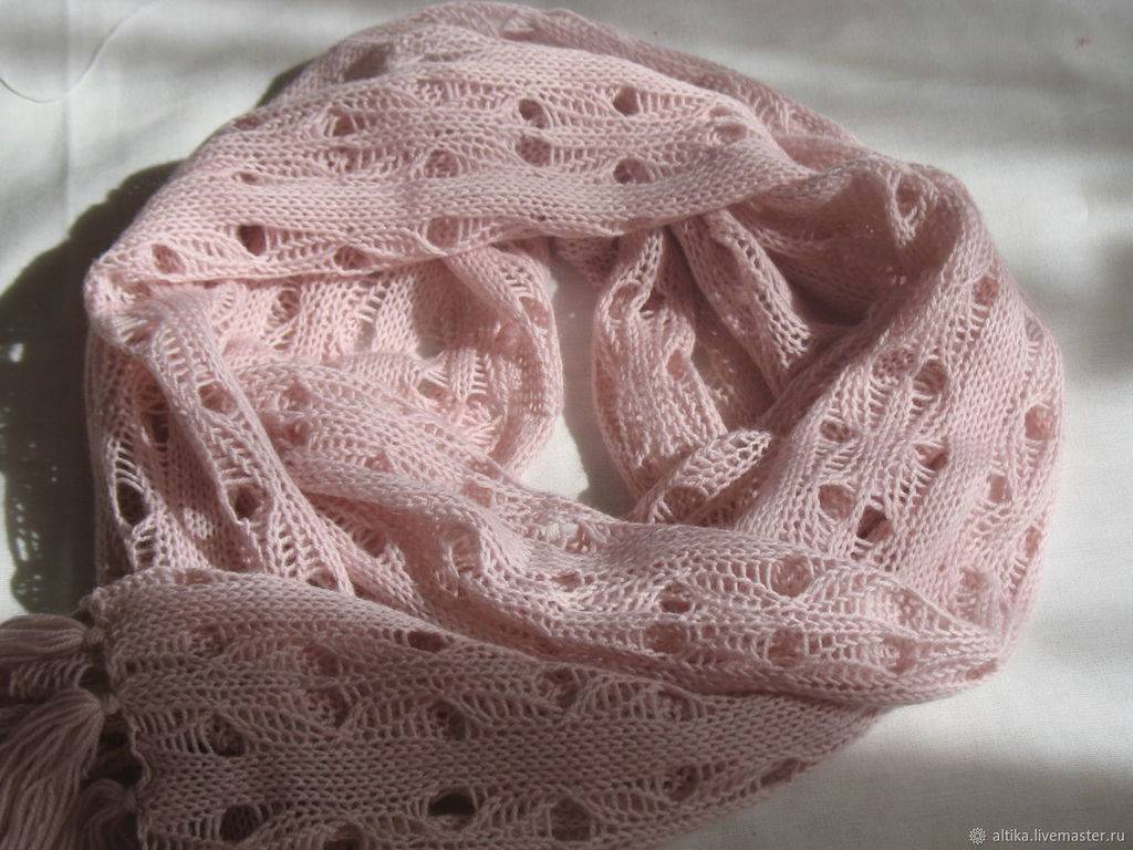 Ажурный шарф — кружевной шарф из ленточного и ирландского кружева, ажурный шарф из секционной пряжи от светланы коломиец