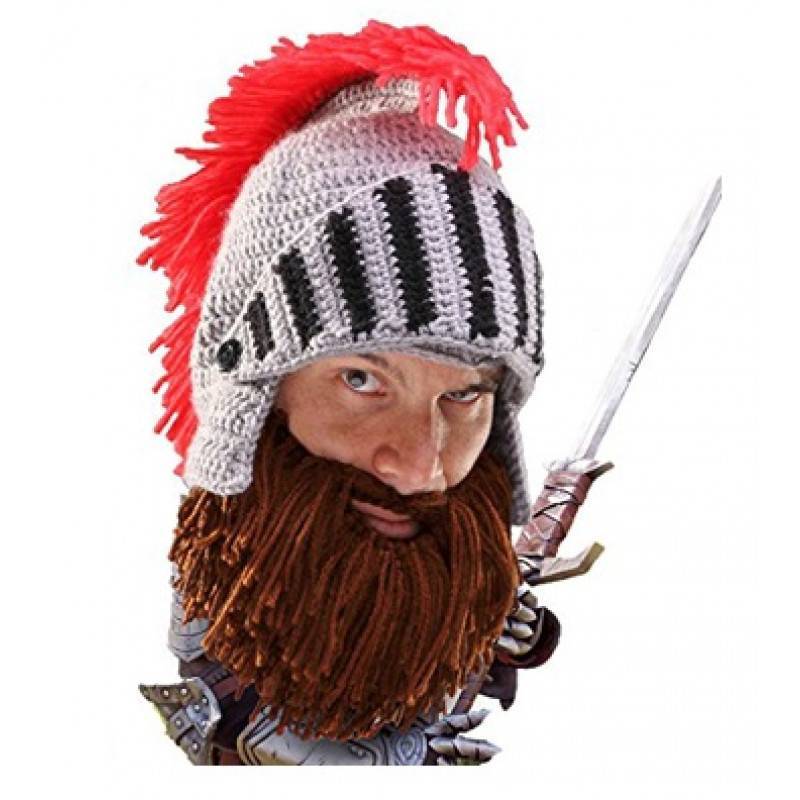 Смешная шапка для сноубордиста с волосами и бородой (крючок)