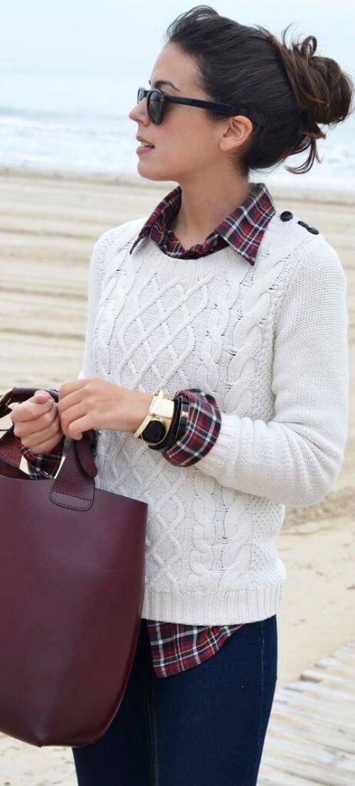 Как правильно носить рубашку с пуловером, кофтой или свитером: модная тенденция на фото - lifor