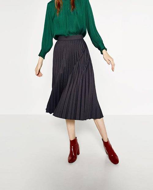 С чем носить плиссированную юбку миди – идеи самых модных сочетаний одежды с юбкой плиссе средней длины