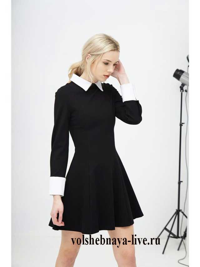 Черное платье с белым воротником – олицетворение скромности и стиля