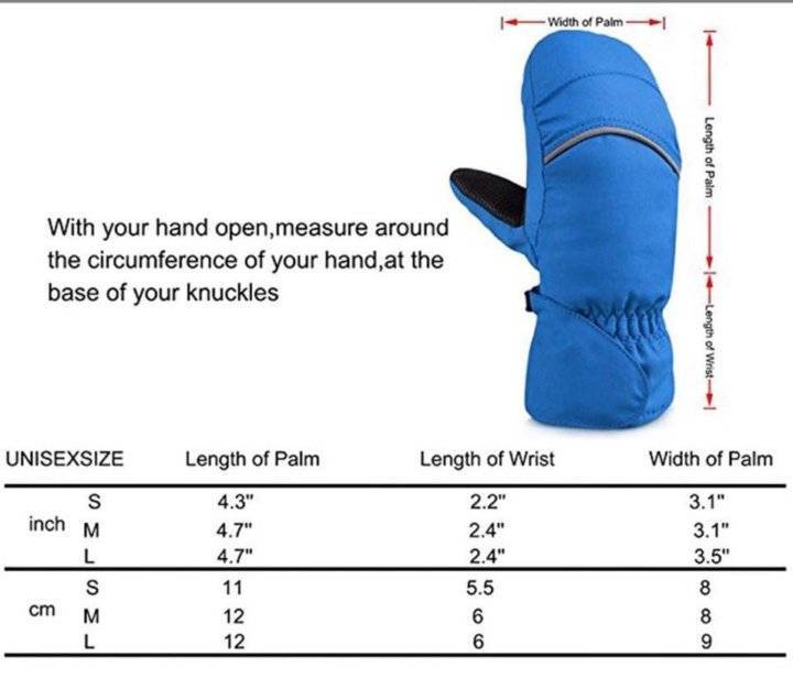 Размер варежек для детей по возрасту - таблица размеров перчаток.
