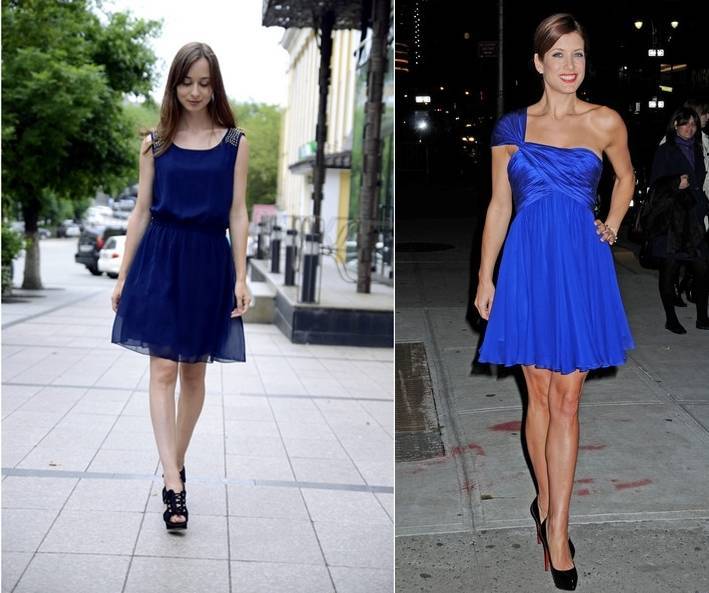 Синее платье, рекомендации по выбору в зависимости от цветотипа