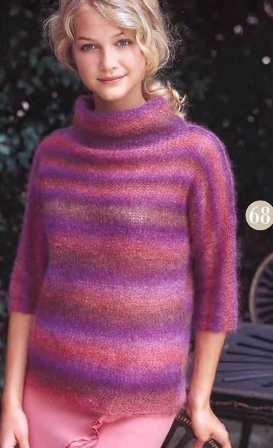 Самый простой свитер из мохеровой пряжи - вязание - страна мам