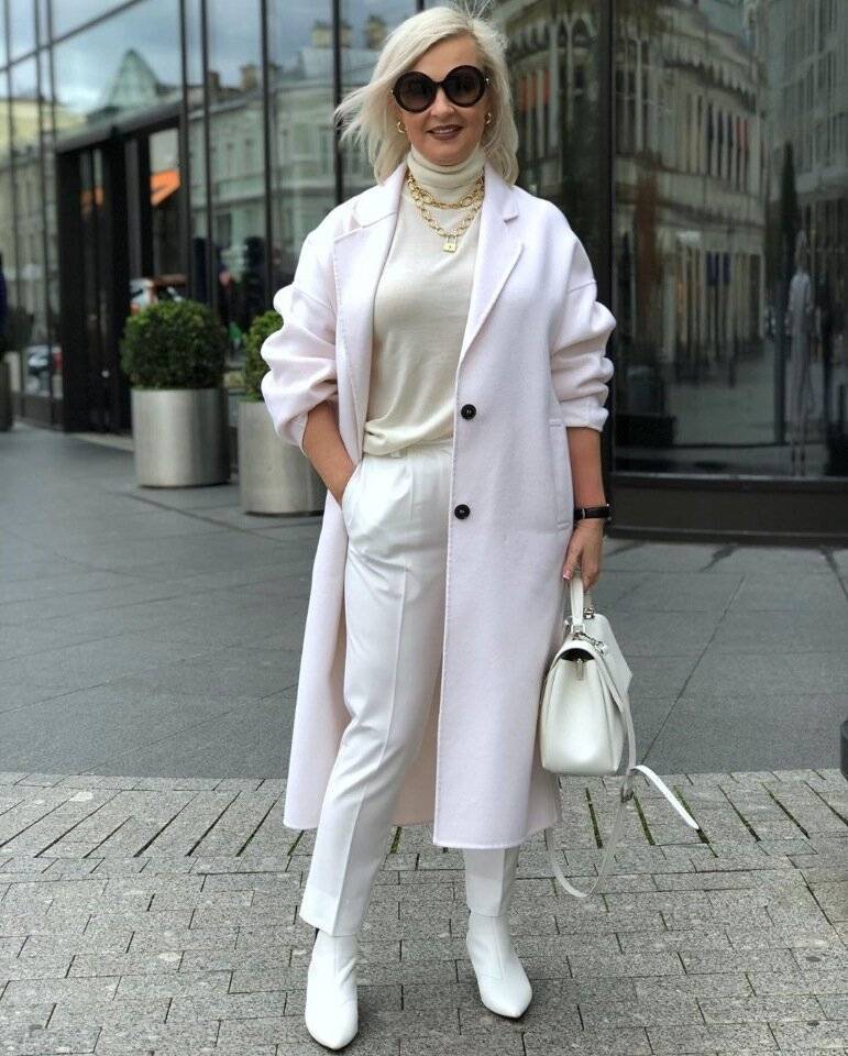 С чем носить белое пальто: 50 модных образов (фото)