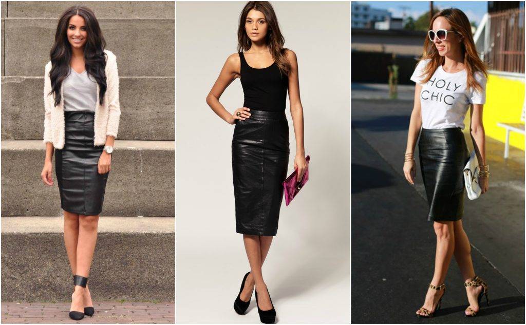 С чем носить кожаную юбку: модные образы и тренды (60 фото)